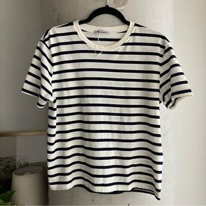 ZARA 100% Cotton Striped Tee Medium